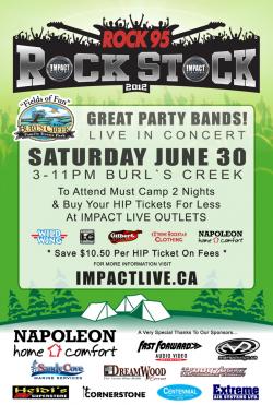 IMPACT LIVE Warms Up The Tragically HIP Canada Day Weekend With  ROCK95 ROCK STOCK Campground Concert Line-Up At BurlÃ¢â‚¬â„¢s Creek!