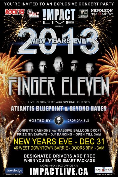 FINGER ELEVEN Headlines NEW YEARS EVE 2013