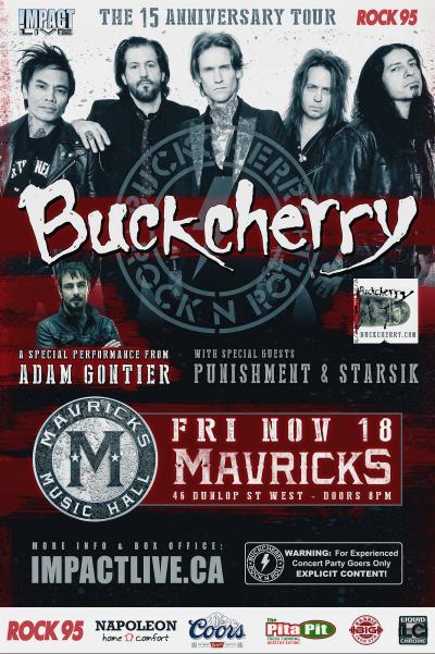 BUCKCHERRY, Adam Gontier, Punishment & Starsik Rock95 Concert Party!