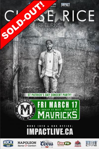 CHASE RICE St. Paddy's Day Concert Party SOLD-OUT!