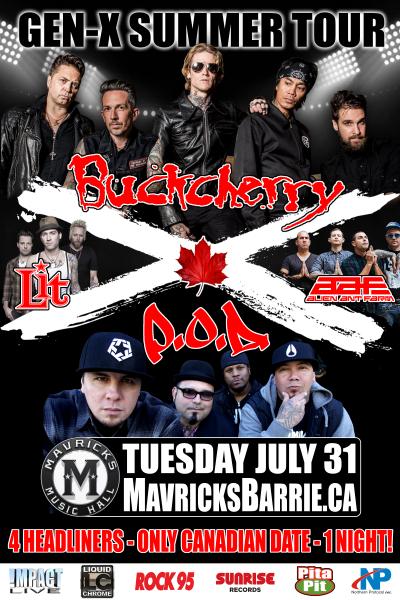 BUCKCHERRY, P.O.D., LIT & ALIEN ANT FARM Gen-X Summer Tour 2018