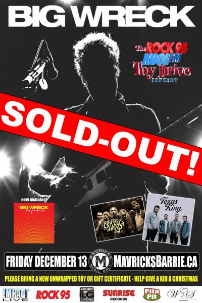 BIG WRECK Headlines The Rock95-Koolfm Toy Drive Concert (SOLD OUT)